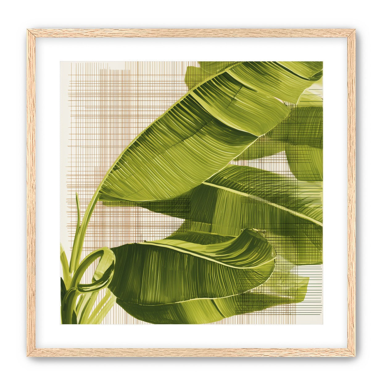 Banana leaves against the grid