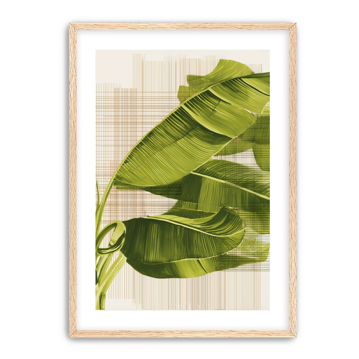 Banana leaves against the grid