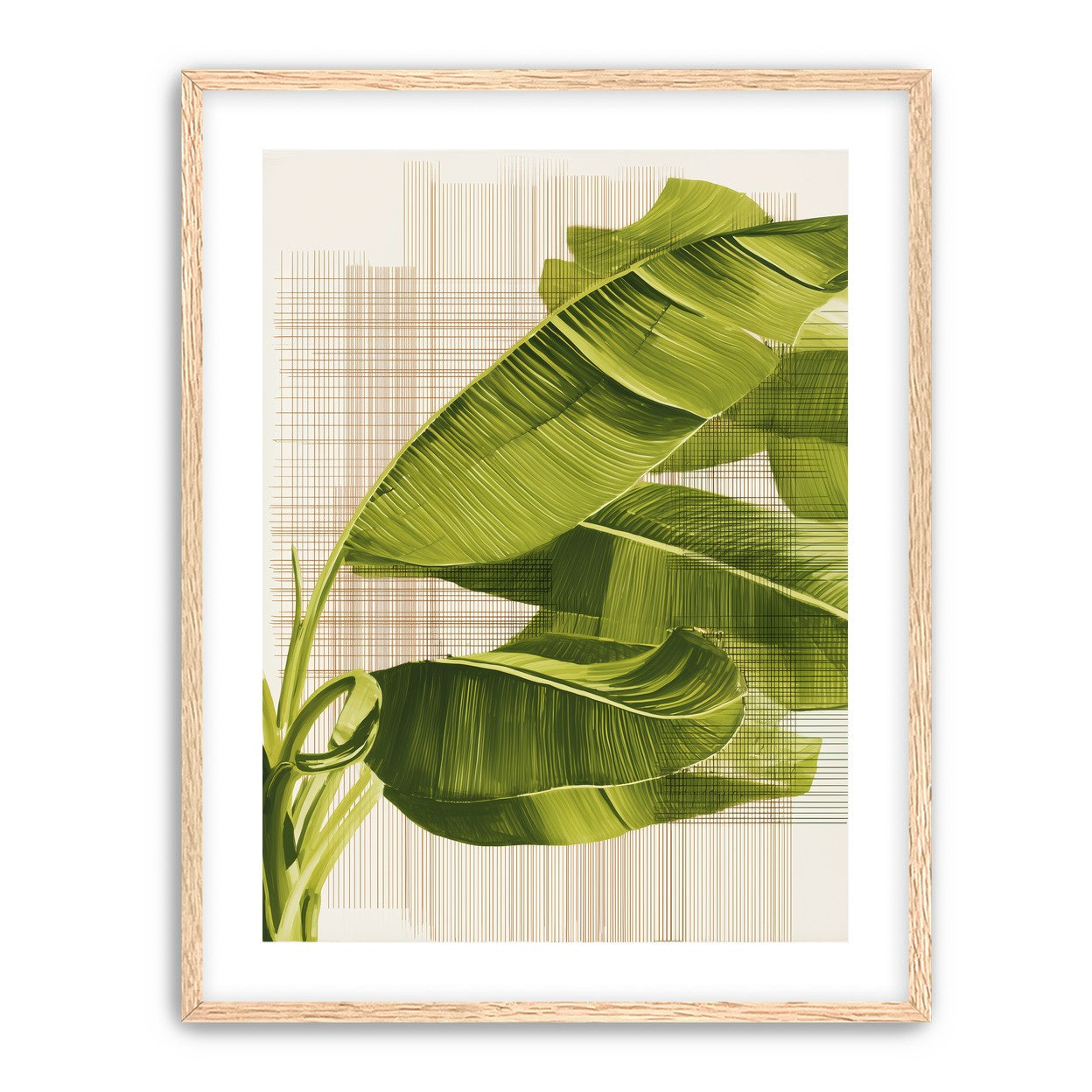 Banana leaves against the grid