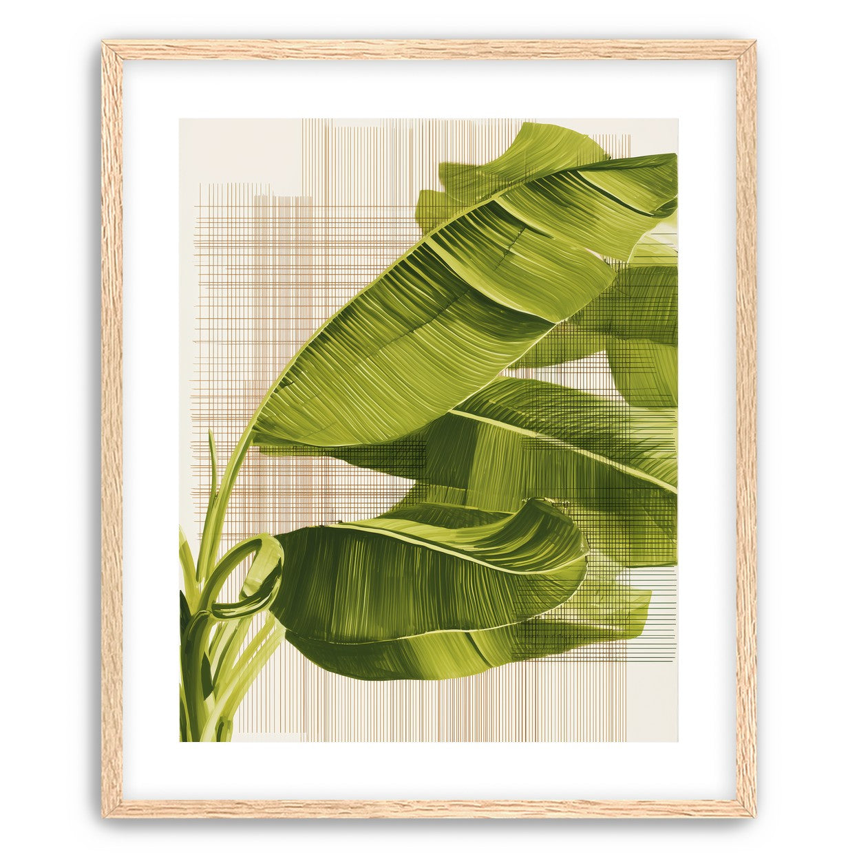 Banana leaves against the grid