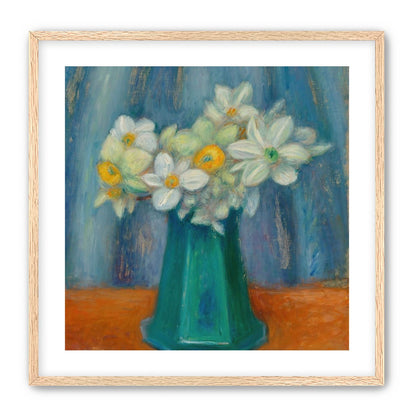 Daisies in green glass