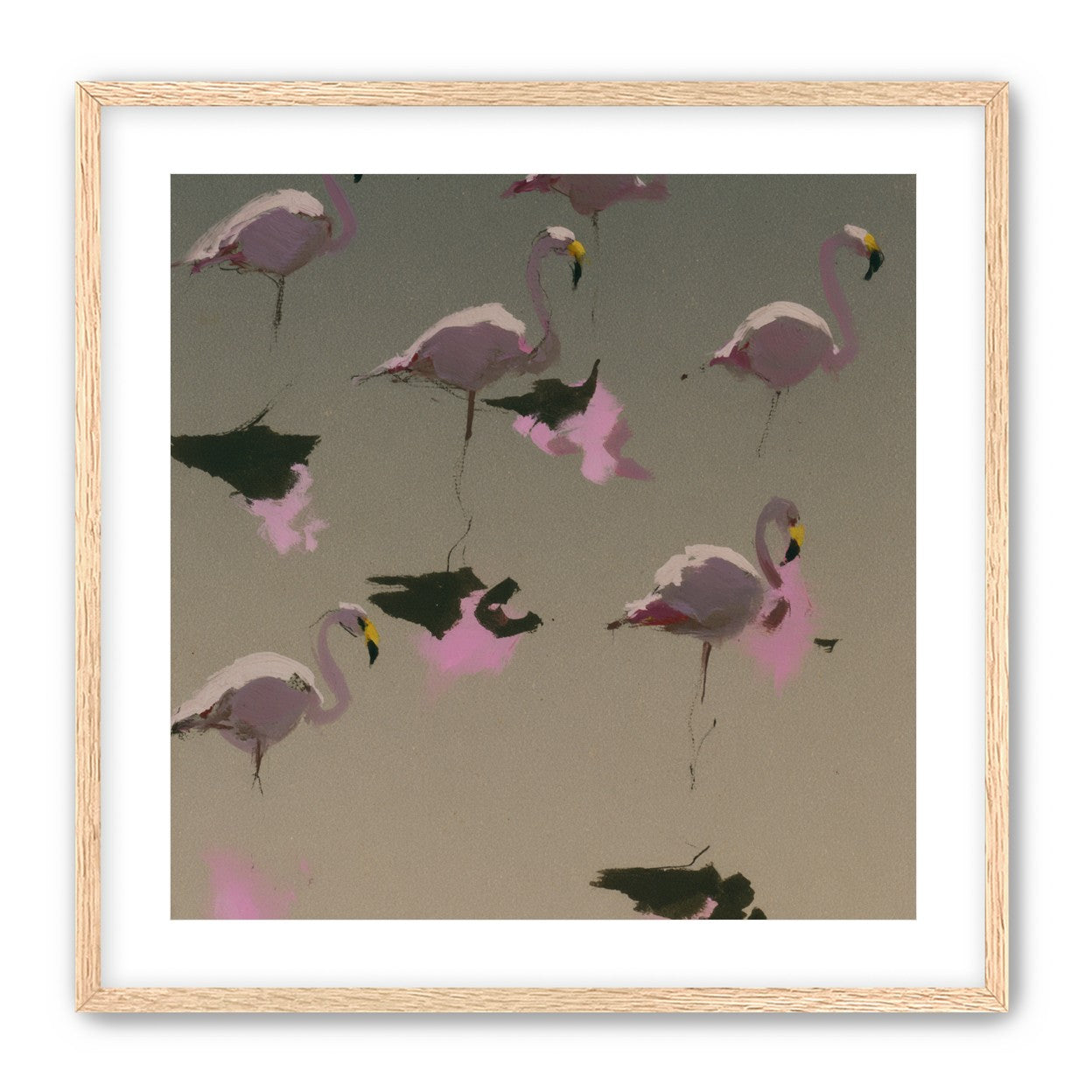 Flamingos in still water