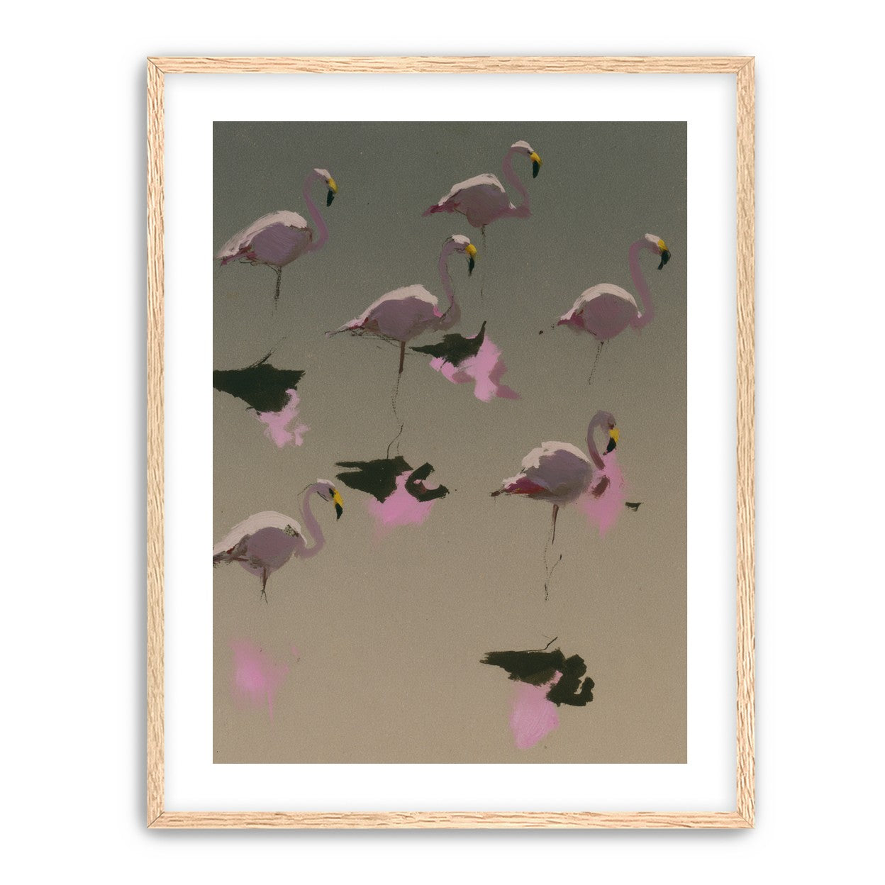 Flamingos in still water
