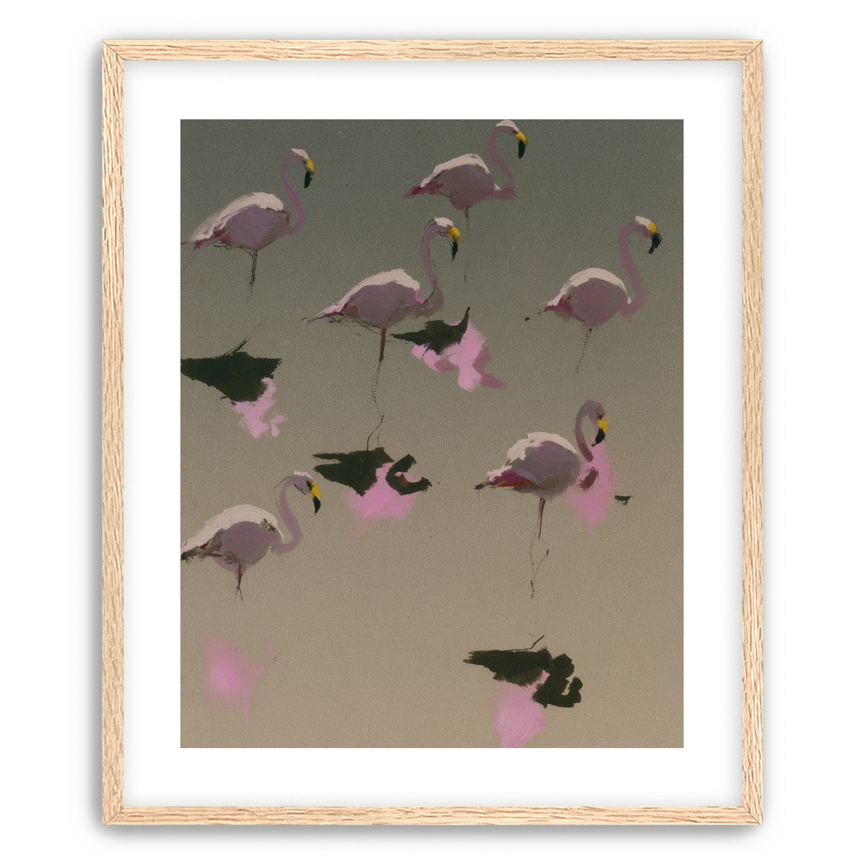 Flamingos in still water