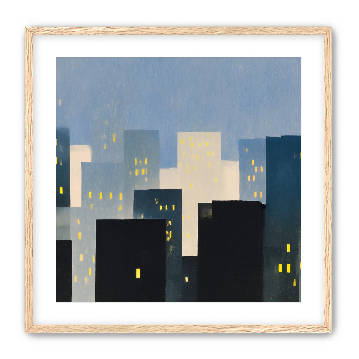 Soft windows in blue towers