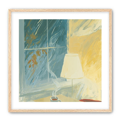Steam against the rainy window