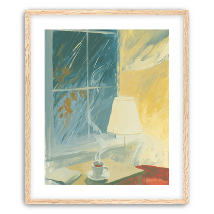 Steam against the rainy window
