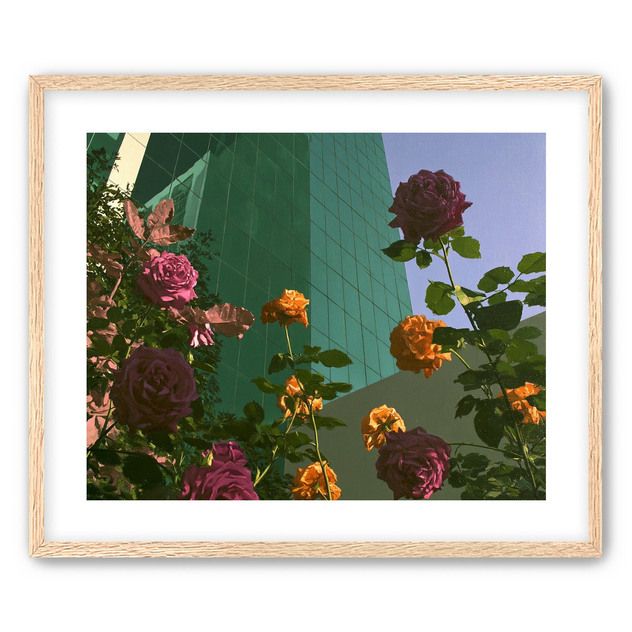 Roses climbing the glass wall