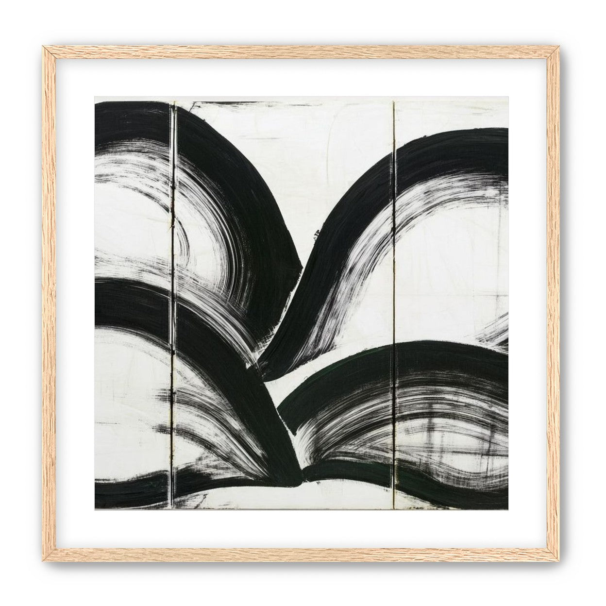 Black arcs across white panels