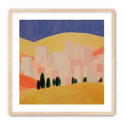 Blue sky over peach city