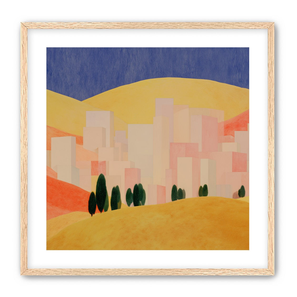 Blue sky over peach city
