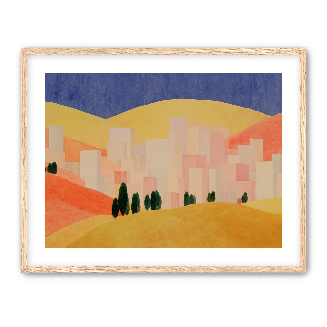 Blue sky over peach city