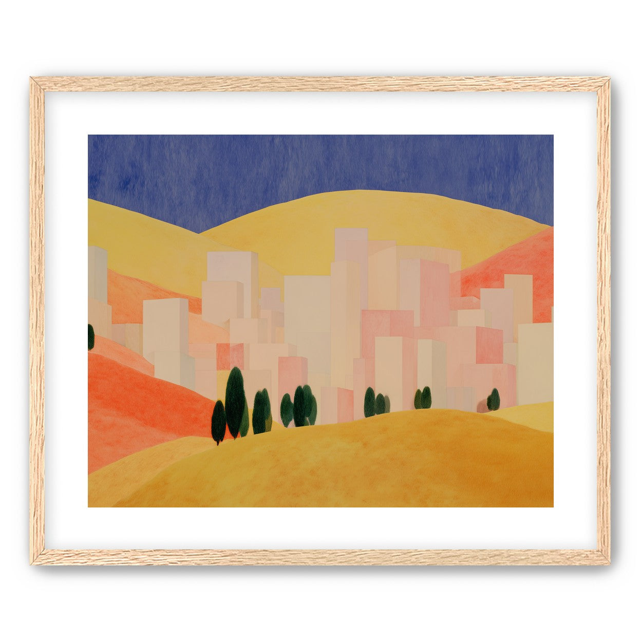 Blue sky over peach city