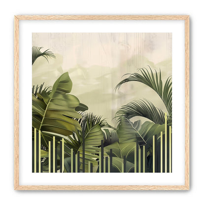 Pale sky over green fronds