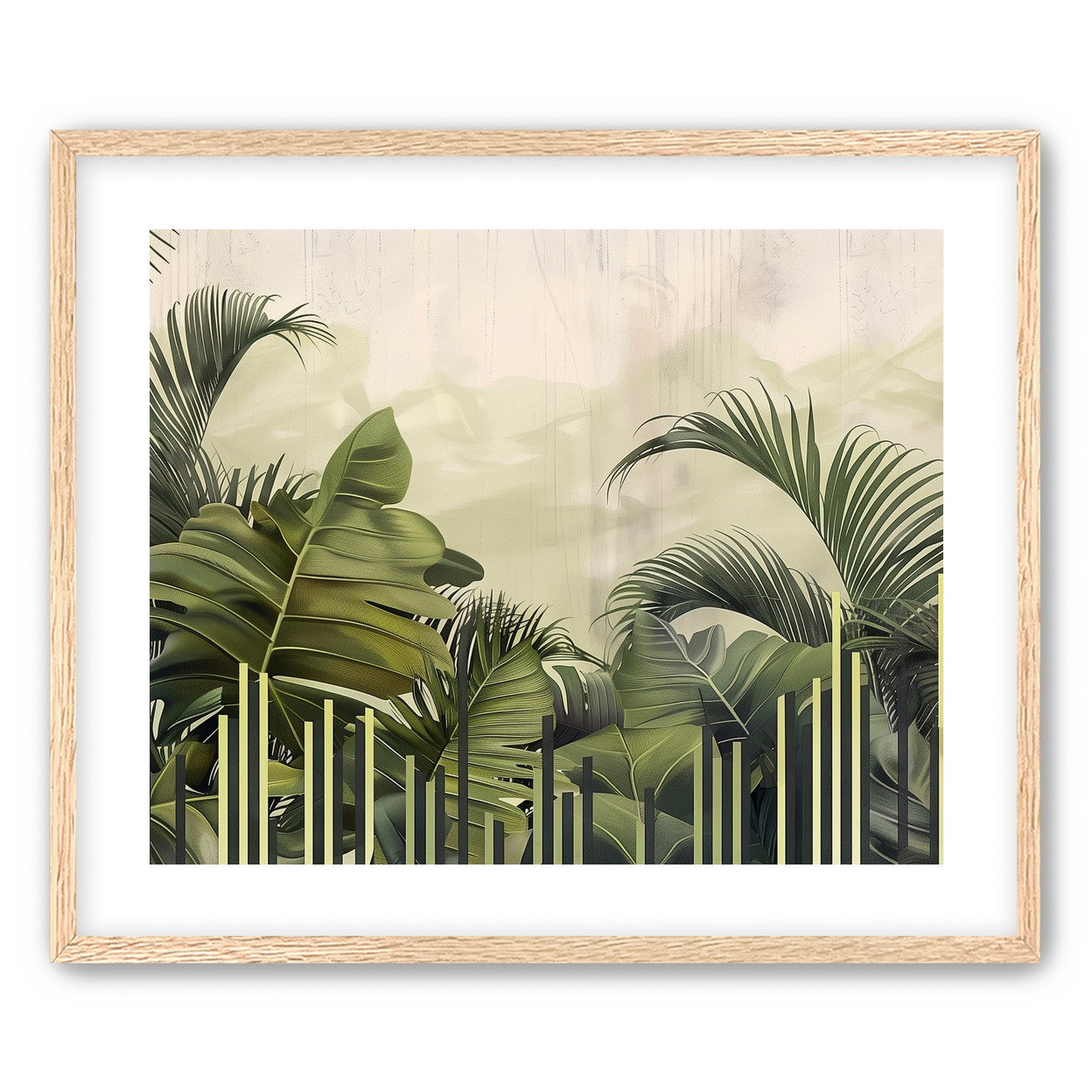 Pale sky over green fronds
