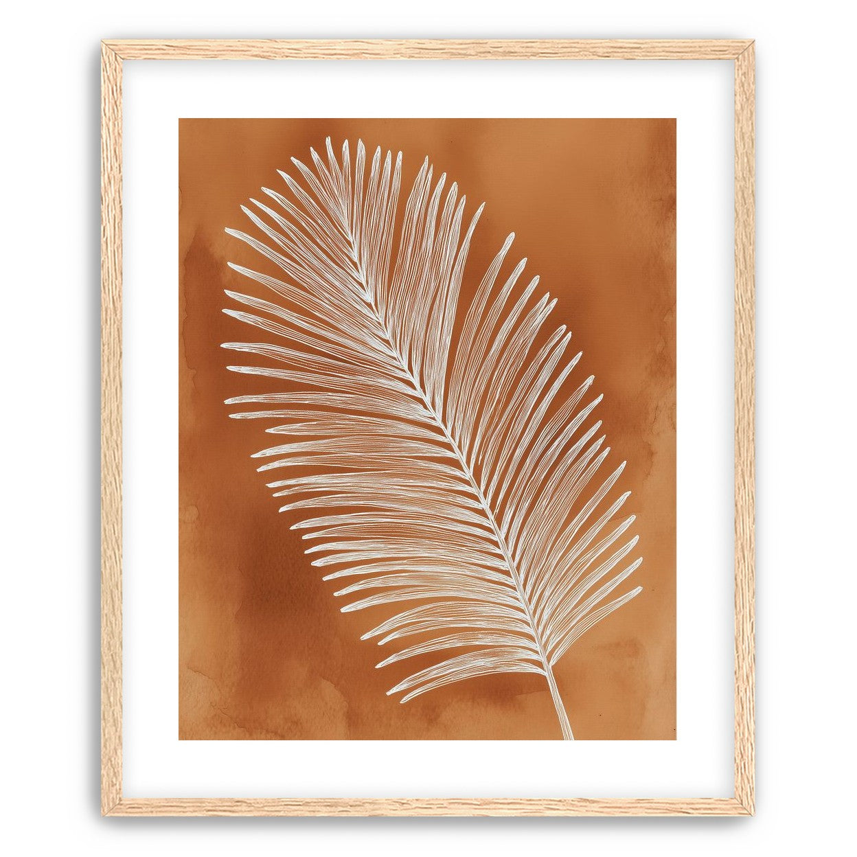Palm frond in white ink
