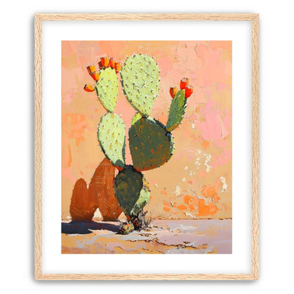 Prickly pear in sunlit plaster