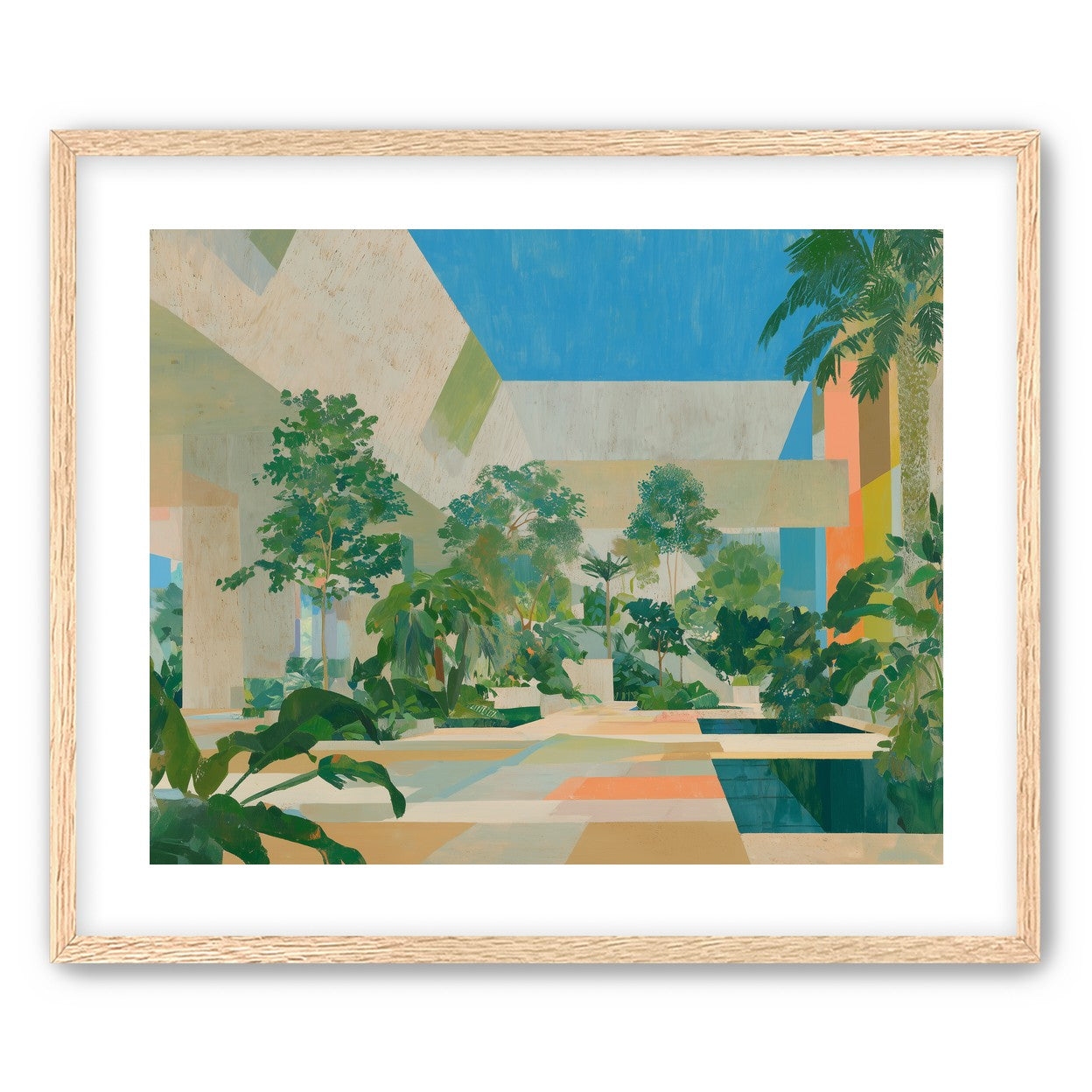 Courtyard where trees meet walls