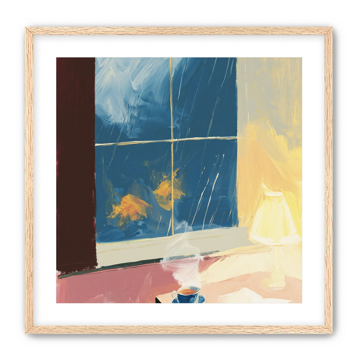 Lamplight on the rainy window