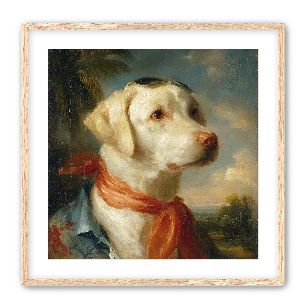 White dog in red scarf
