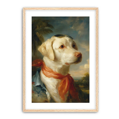White dog in red scarf