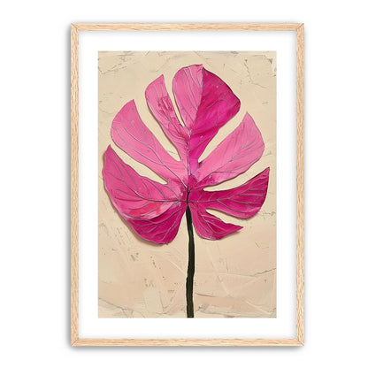 Pink leaf on plaster white