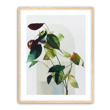 Leaves across a pale arch