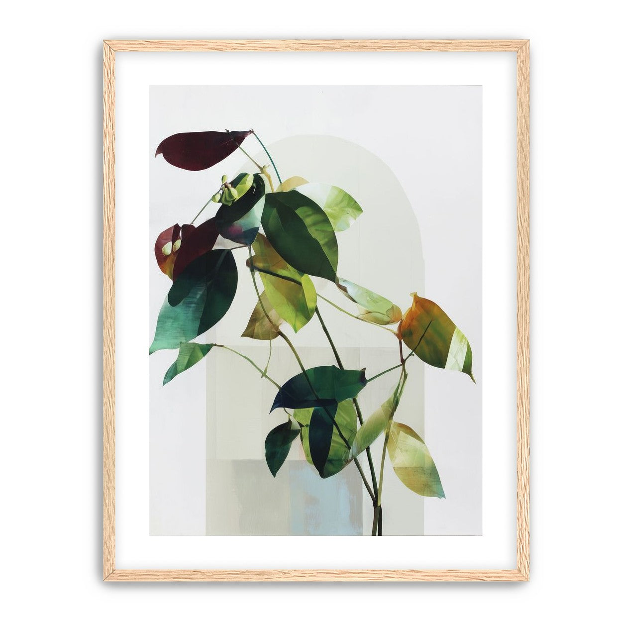 Leaves across a pale arch