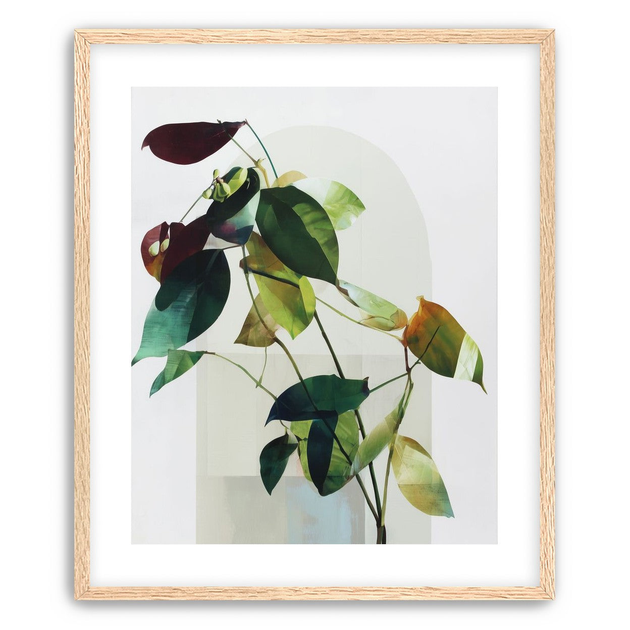 Leaves across a pale arch