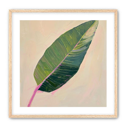 Green leaf with pink spine