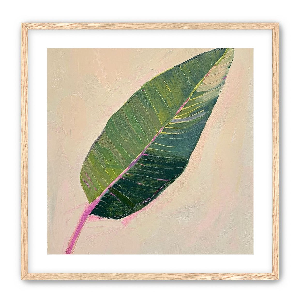 Green leaf with pink spine