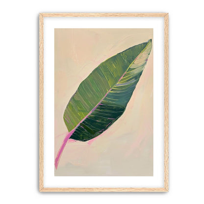 Green leaf with pink spine
