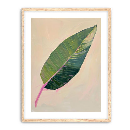 Green leaf with pink spine