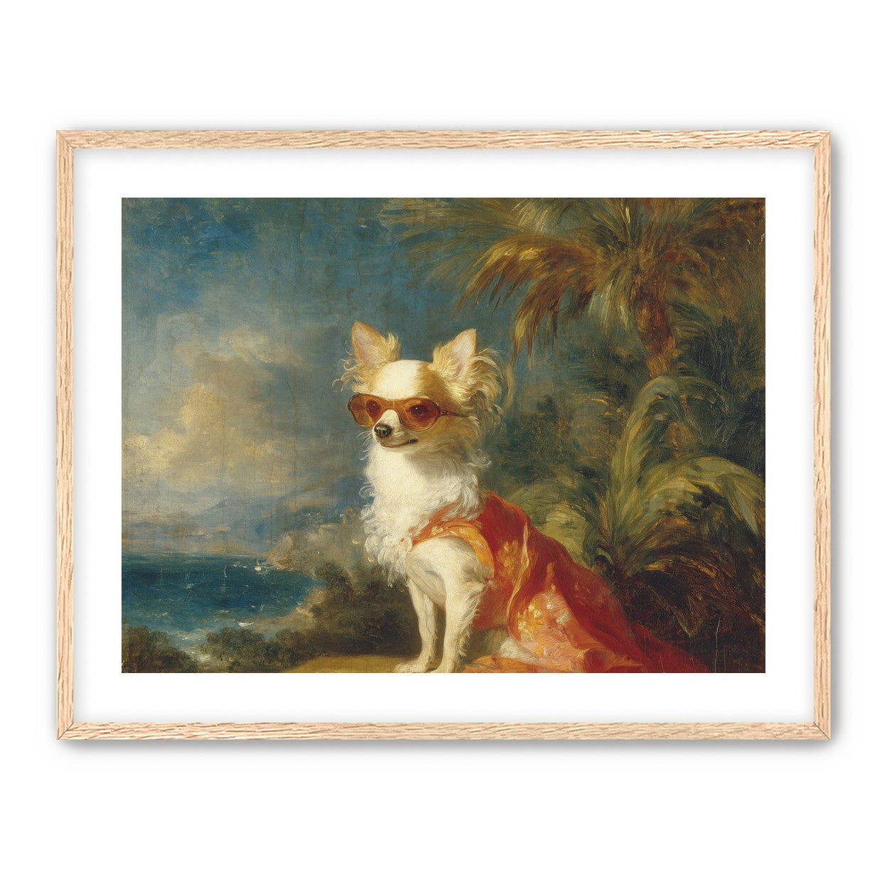 Sunglasses on the seaside dog