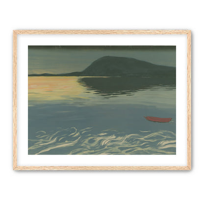 Red boat on still water