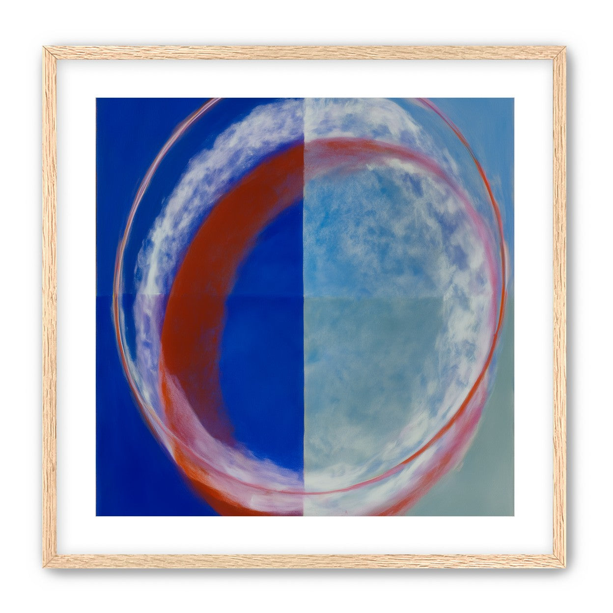 Red rim on divided blue