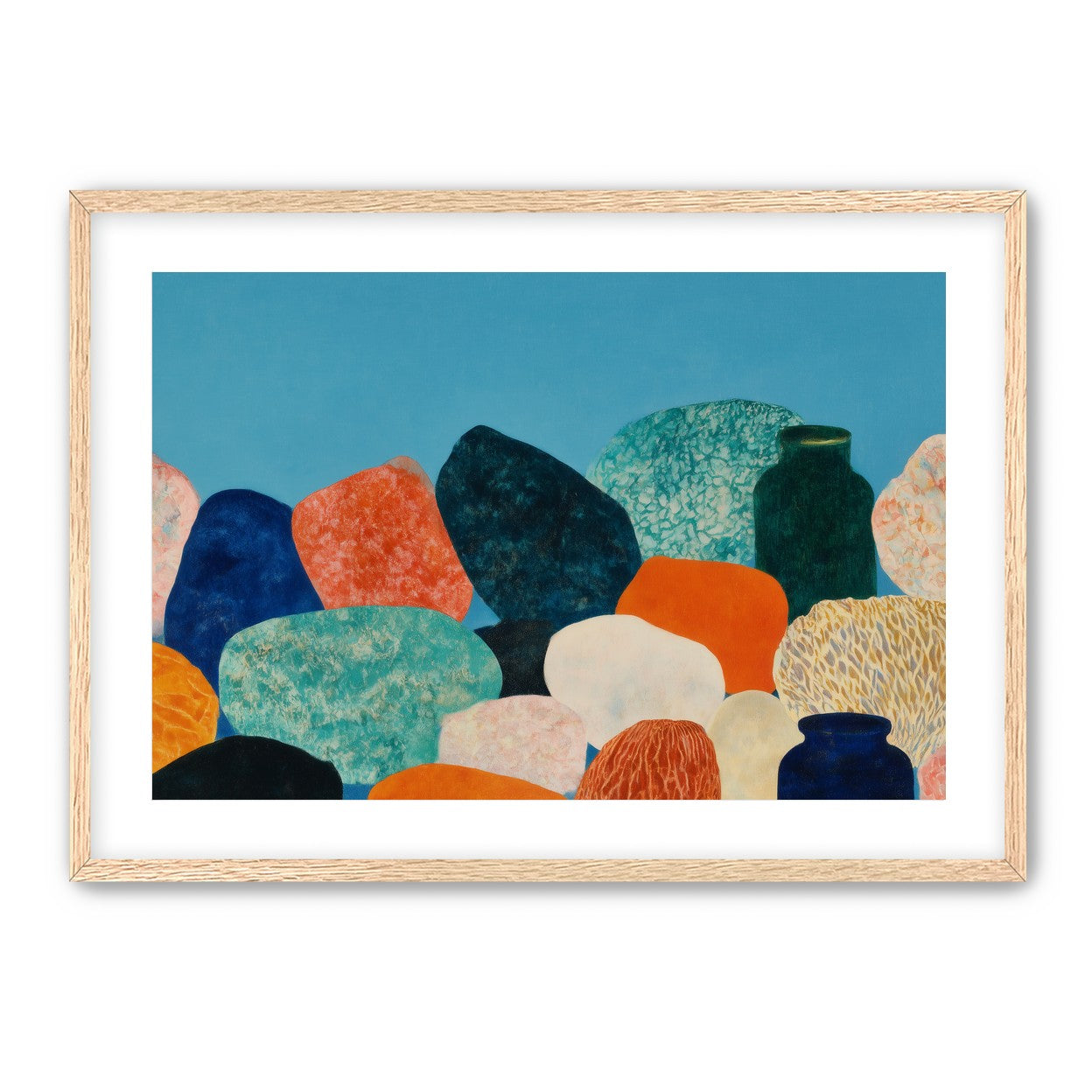 Stones beneath a blue field