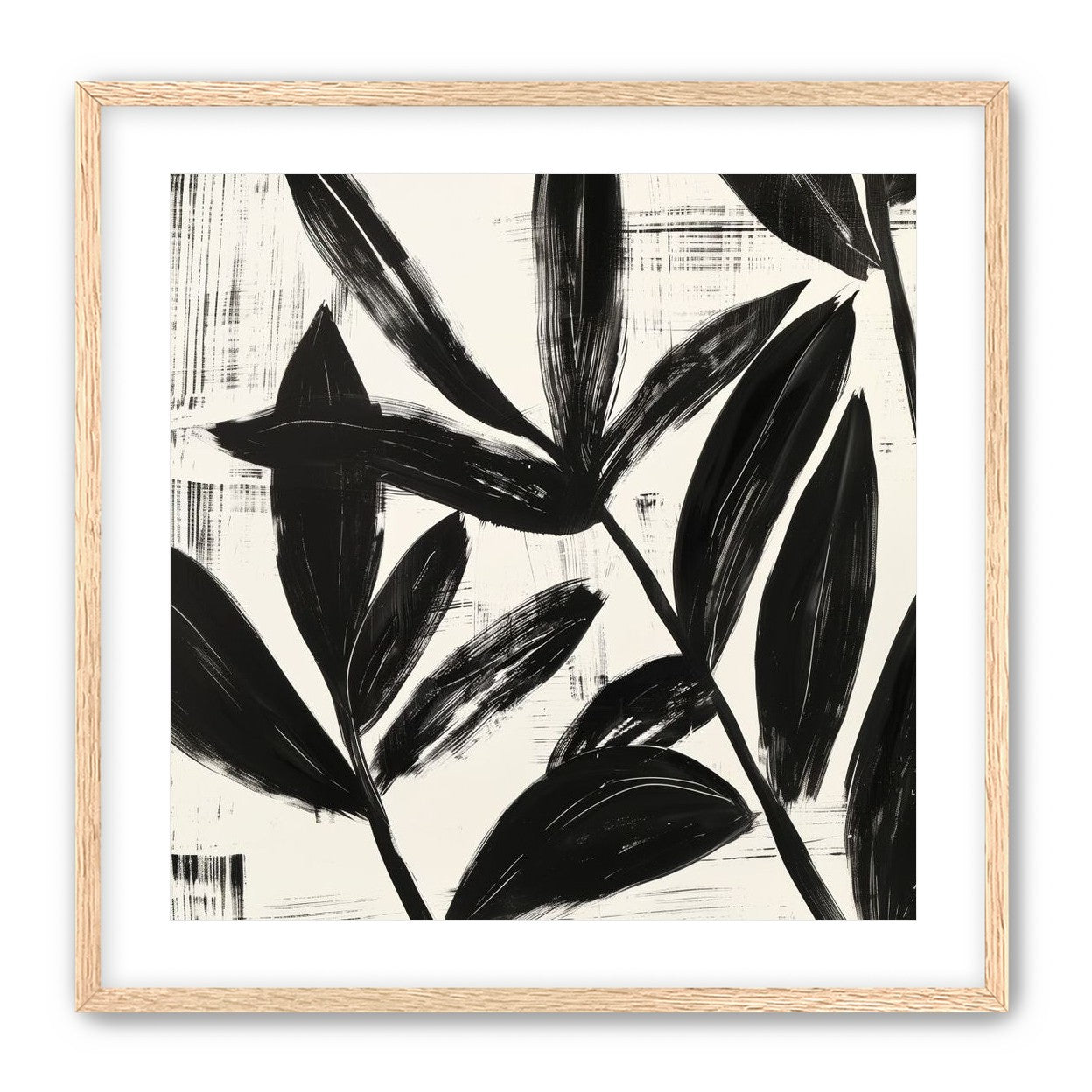 Black leaves on white grain
