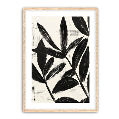 Black leaves on white grain