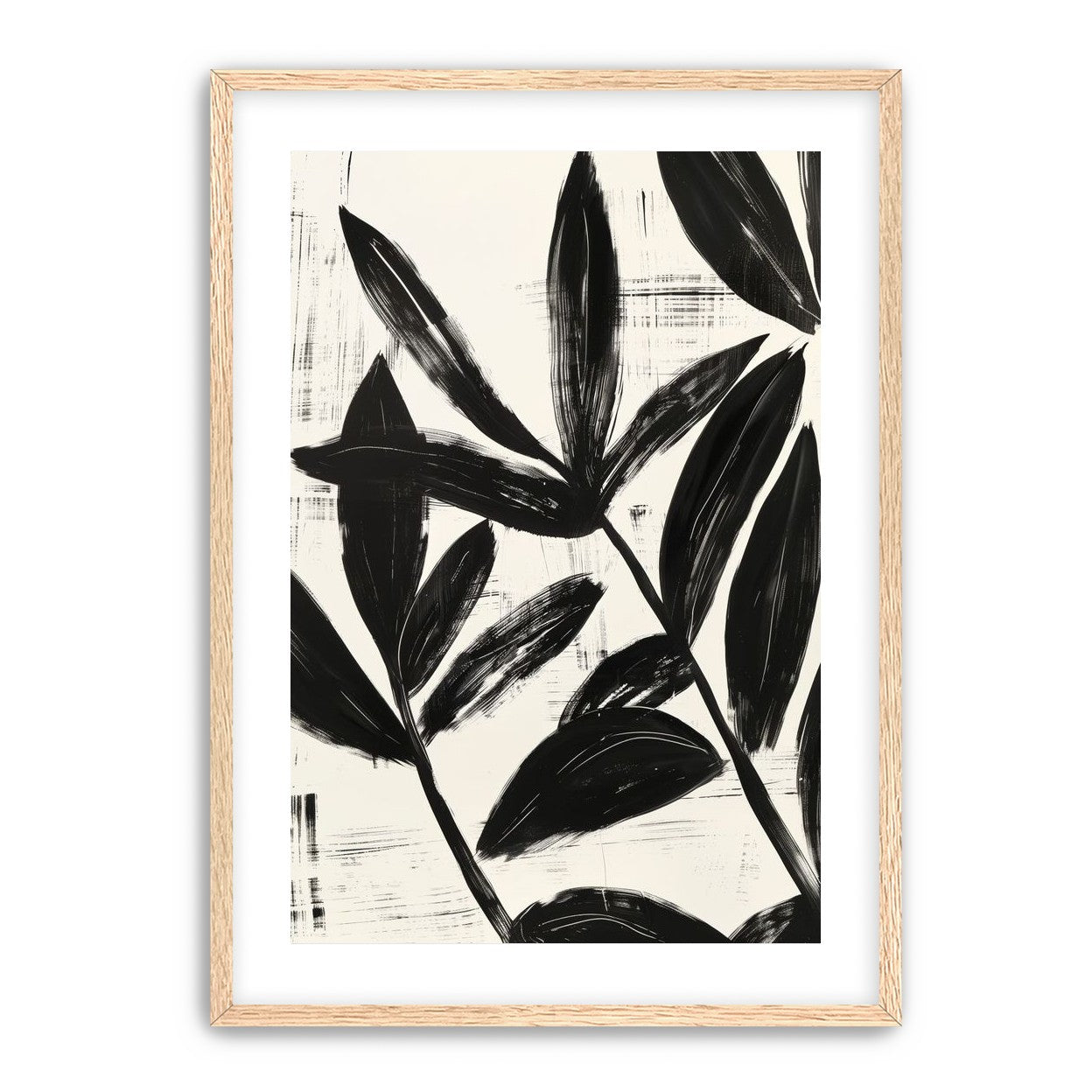 Black leaves on white grain