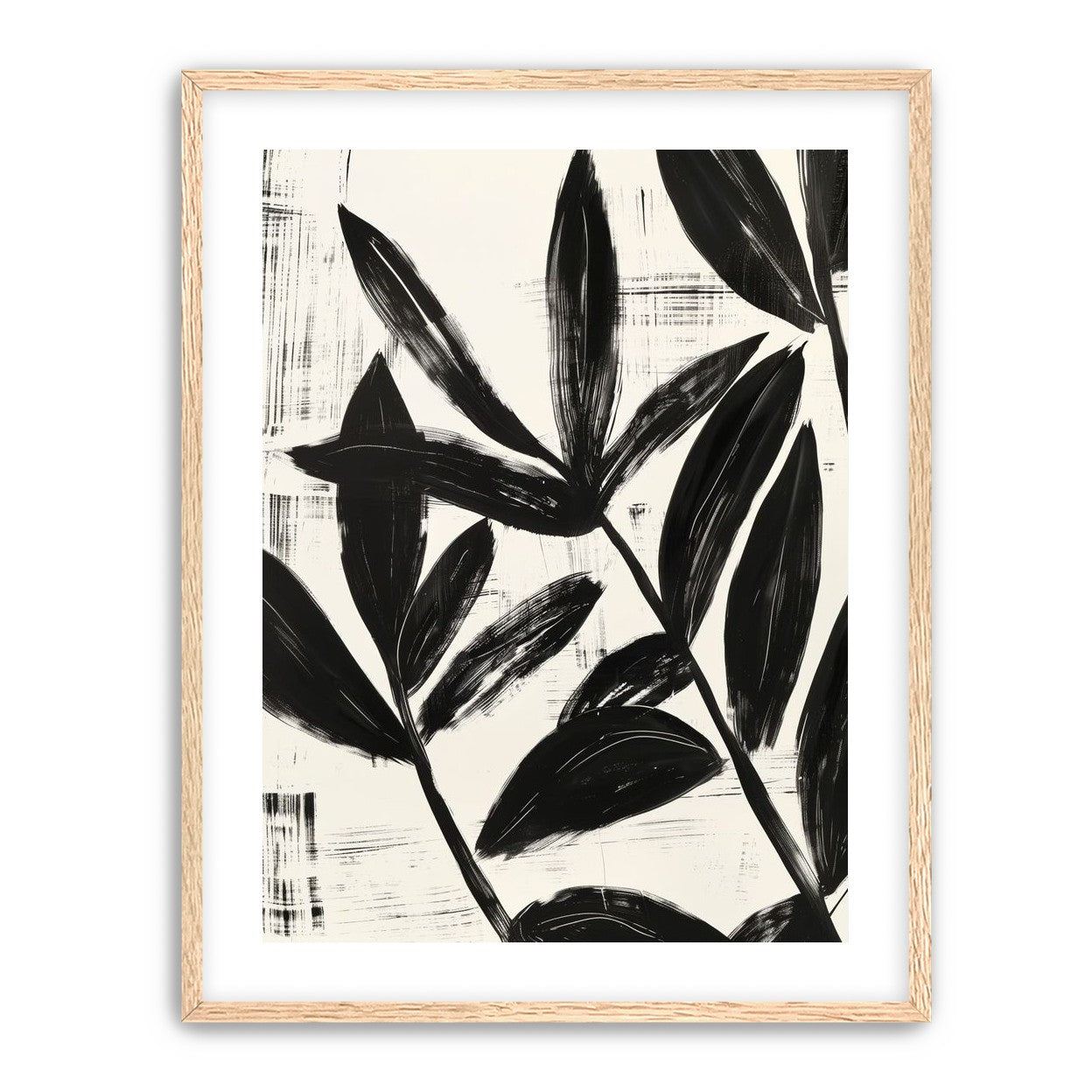Black leaves on white grain