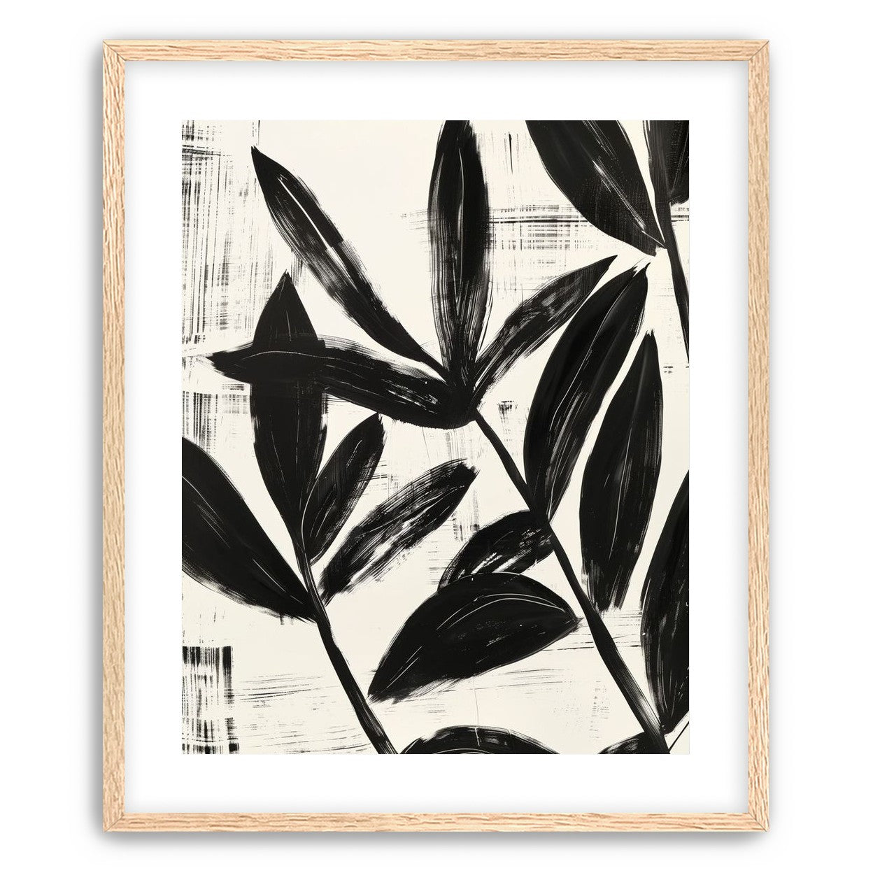 Black leaves on white grain
