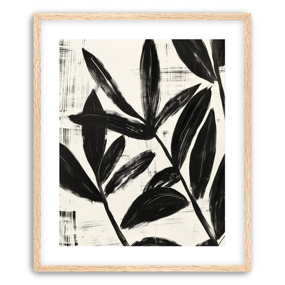 Black leaves on white grain