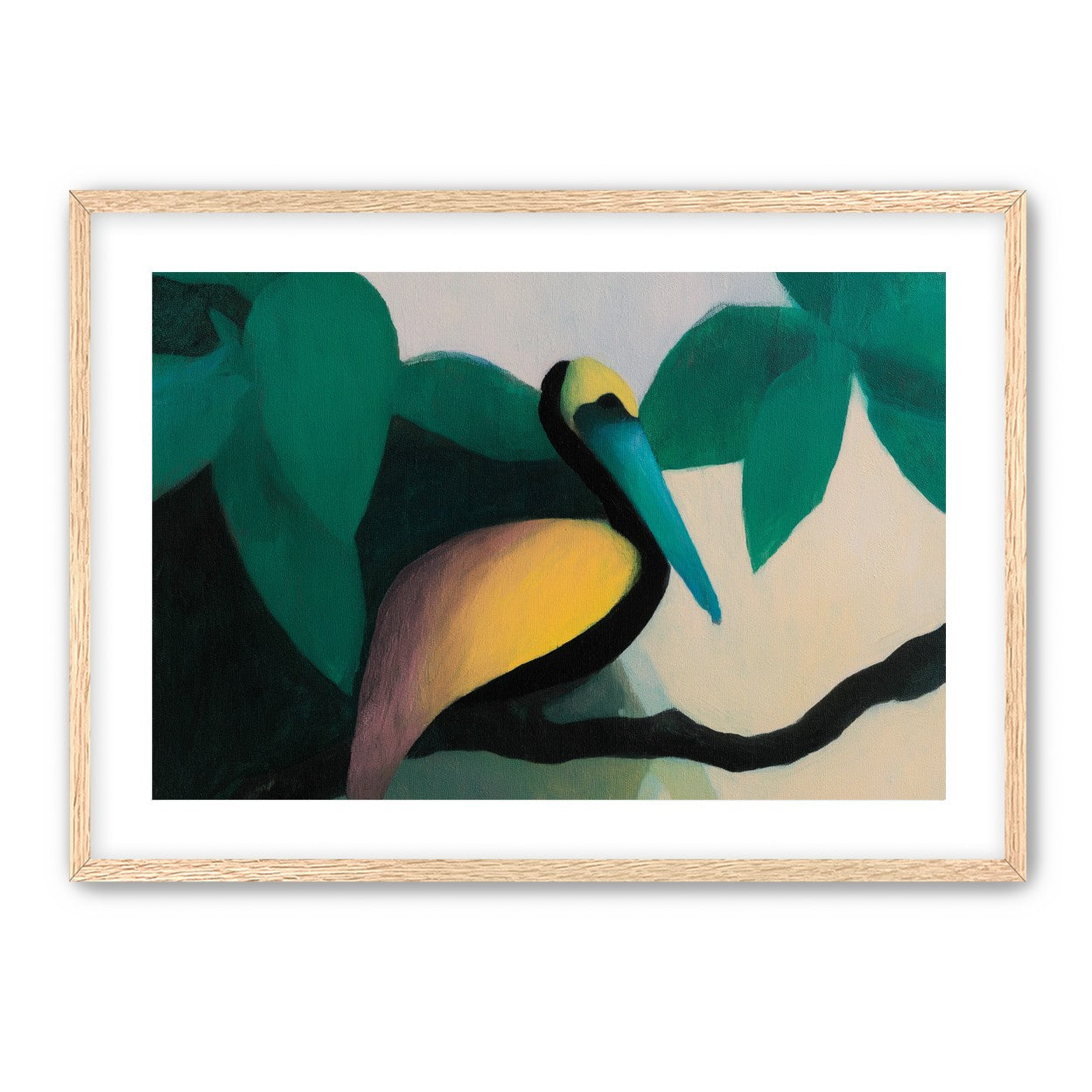 Blue beak in teal leaves