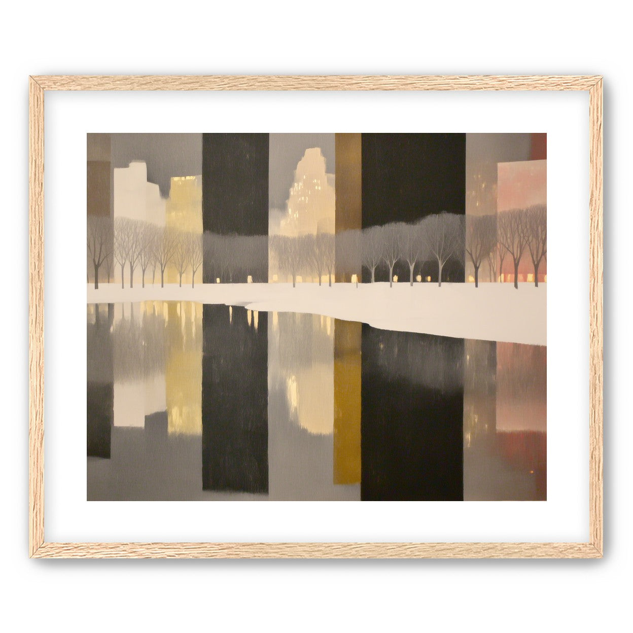 City lights in winter water