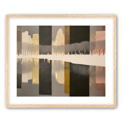 City lights in winter water
