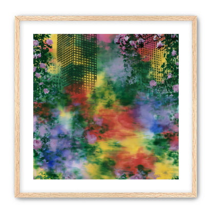 Blossoms over rainbow glass