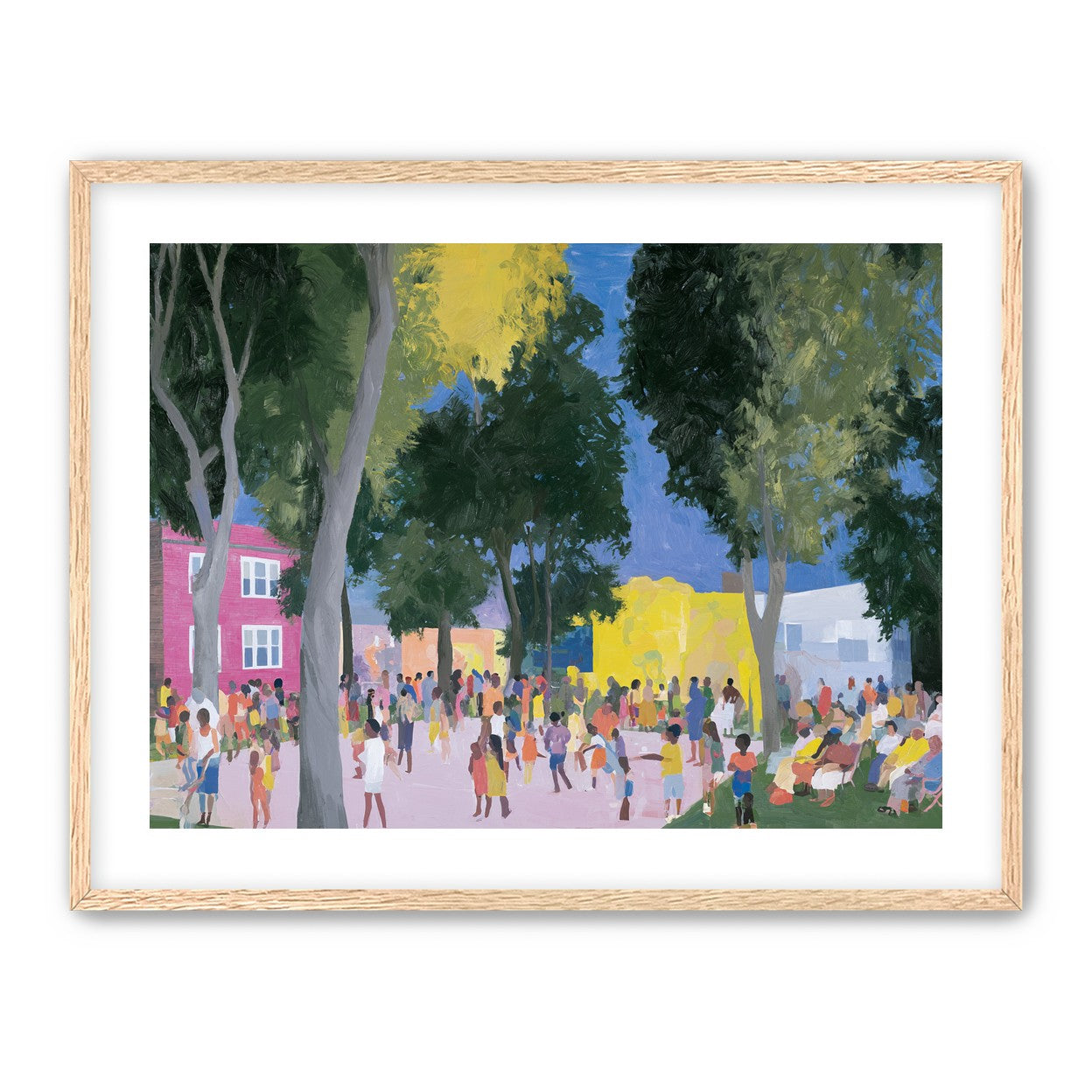 Summer crowd under tall trees