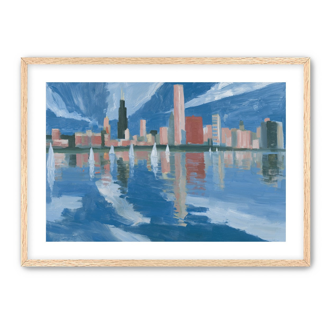 Sailboats before the mirrored skyline