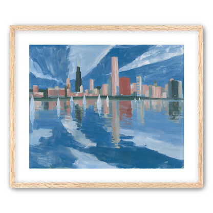 Sailboats before the mirrored skyline